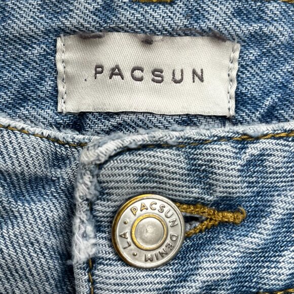 PACSUN LOW RISE BAGGY WIDE LEG JEANS WOMEN’S sz 23 Low Rise Destructed Hem - Picture 2 of 13